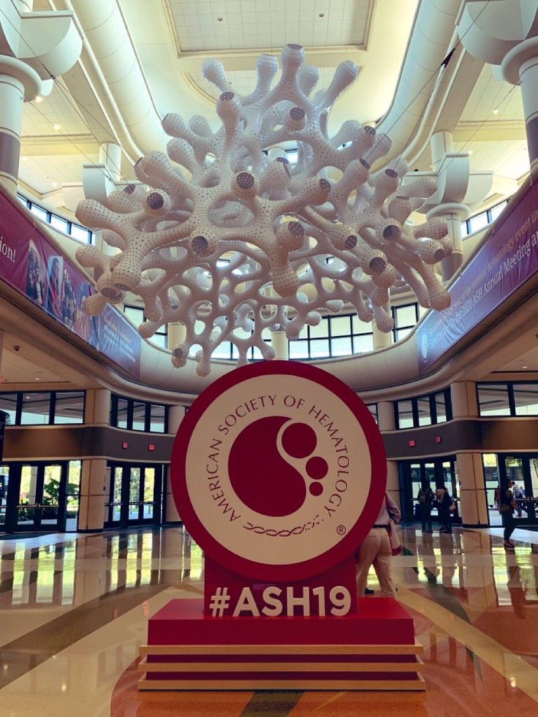 American Society of Hematology figure at entryway at ASH 2019